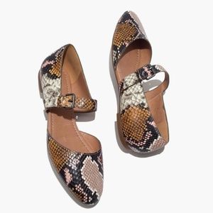 NWOT Madewell The Alina Mary Jane Flat Snake 10